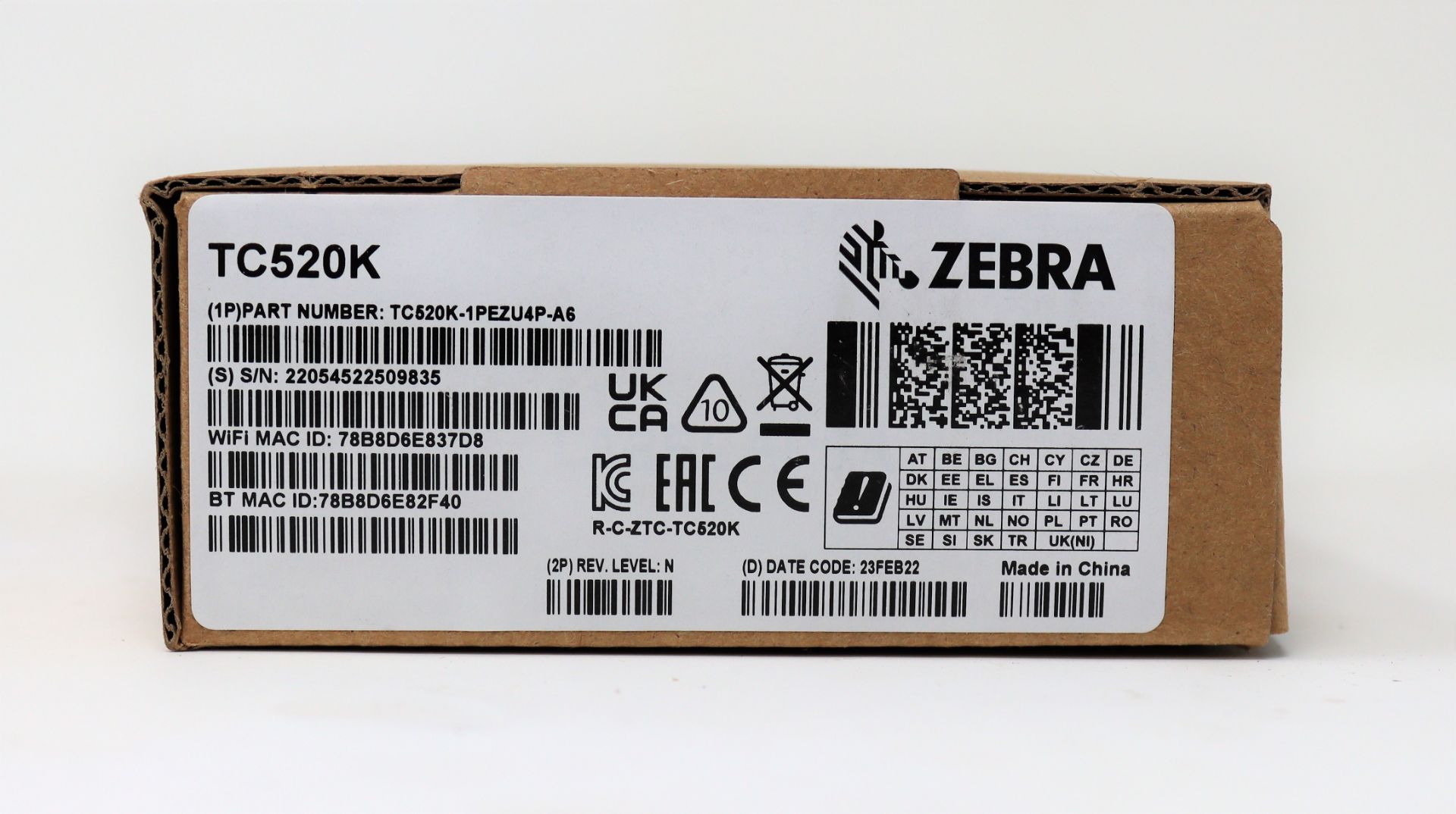 A boxed as new Zebra TC520K-1PEZU4P-A6 TC52 Rugged Touch Computer 2D Barcode Scanner (Battery includ