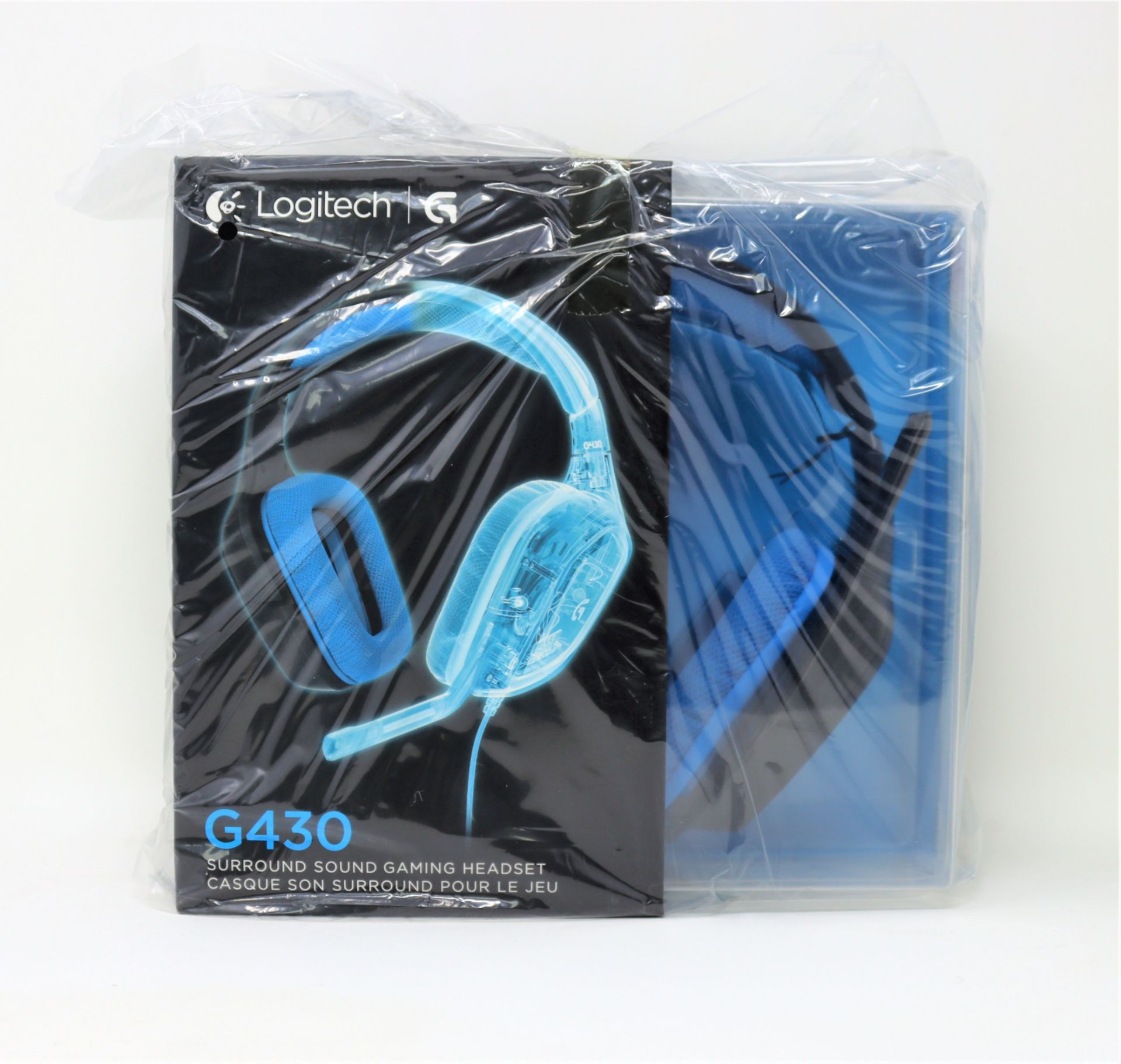 A boxed as new Logitech G Series G430 Surround Sound Gaming Headset in Black/Blue (P/N: 981-000536)