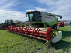 2008 Claas Lexion 580+ Hybrid combine harvester with Claas V900 30ft header and trolley and single l