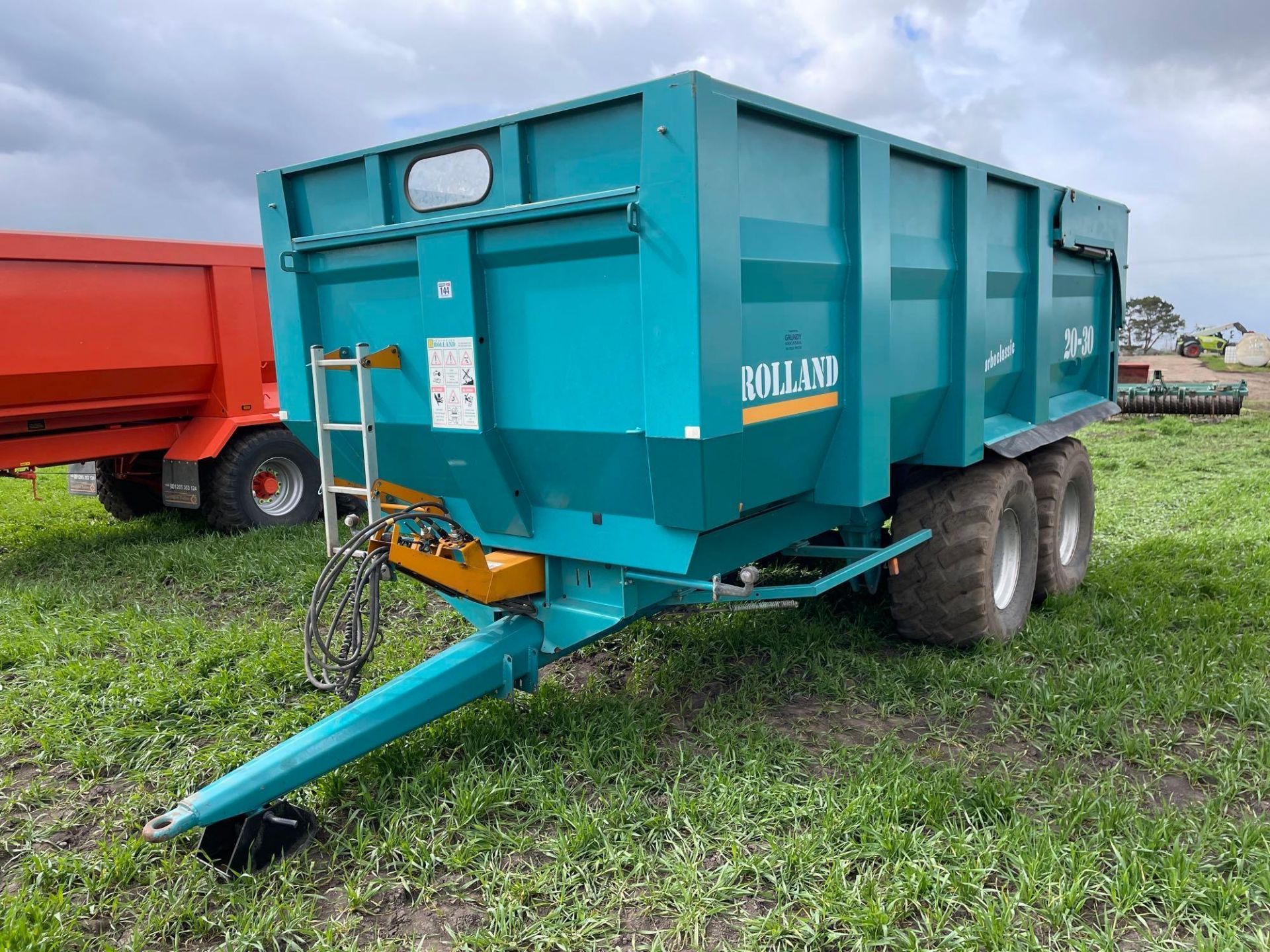 2010 Rolland Turboclassic 20-30 14t twin axle grain trailer with sprung drawbar, hydraulic tailgate