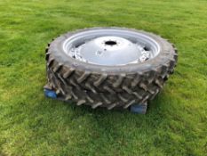 Pair Pirelli 230/95R44 rear row crop wheels and tyres with Massey Ferguson centres and Kleber adapti