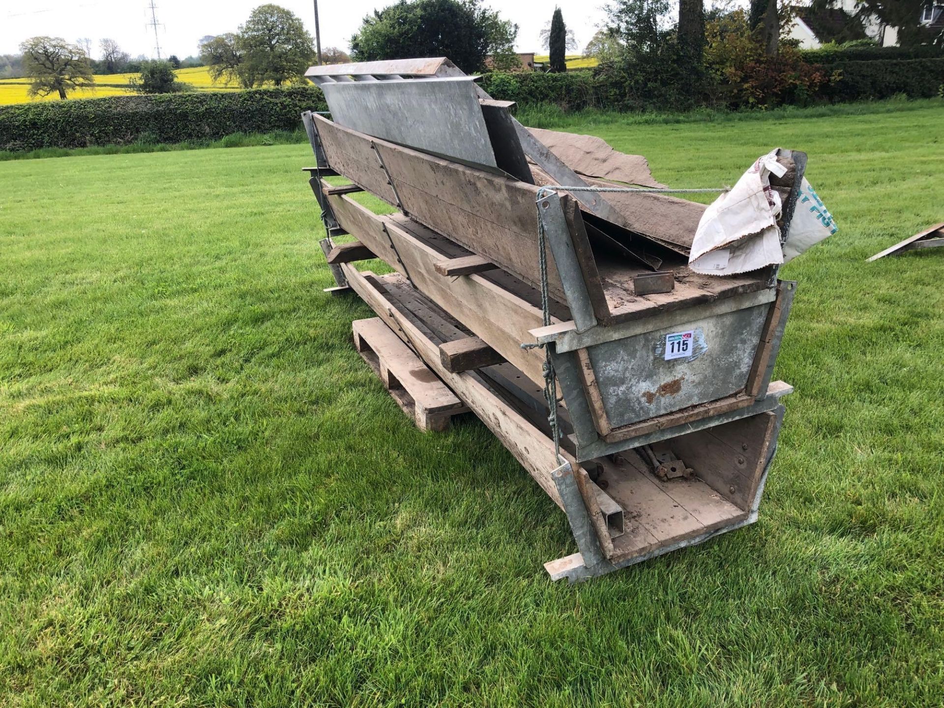 3No. Loddon wooden feed troughs, 10ft