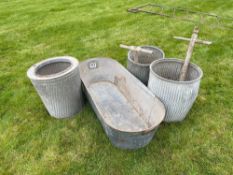 2No. Dolly tubs and trough