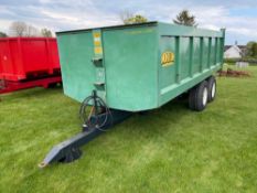 1993 Norton Trailers 10t twin axle grain trailer with manual tailgate and grain chute on 13.5/75-430