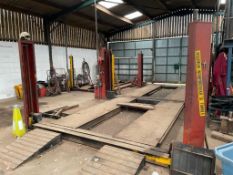 6 post 14t vehicle lift, 3 phase, sold in situ, buyer to remove