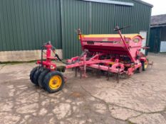 1997 Vaderstad Rapid 300S Super 3m disc drill with leading tines and tramline markers. Year Code: G.