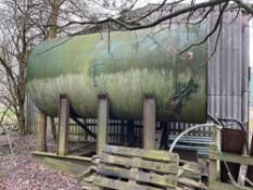 c.10,000l metal water tank on metal stand, sold in situ, buyer to remove