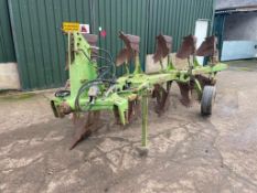 1996 Dowdeswell DP100S 5f (3+1+1) reversible plough with skimmers, hydraulic vari-width. Serial No: