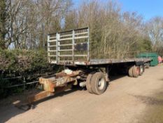 33ft twin axle bale trailer with dolly, front rave, wooden floor