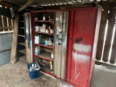 Quantity miscellaneous lubricants and paints c/w 2No. metal cabinets