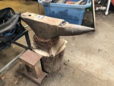 Anvil on wooden stand