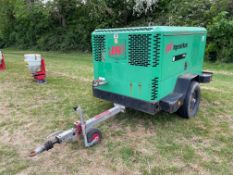 Ingersoll Rand 7/120 diesel compressor, single axle. Model No: R1220F7120. Serial No: SCZ7120FX7Y658