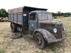 Bedford 4-TP275 lorry with hydraulic tipping wooden body and side extensions, manual tailgate on 7.5