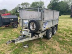 Ifor Williams TT85G 2270kg twin axle trailer with drop sides and upper mesh panels, manual and elect