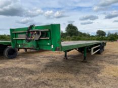 44ft bale trailer, wooden floor, air brakes, tri-axle on 385/65R22.5 wheels and tyres