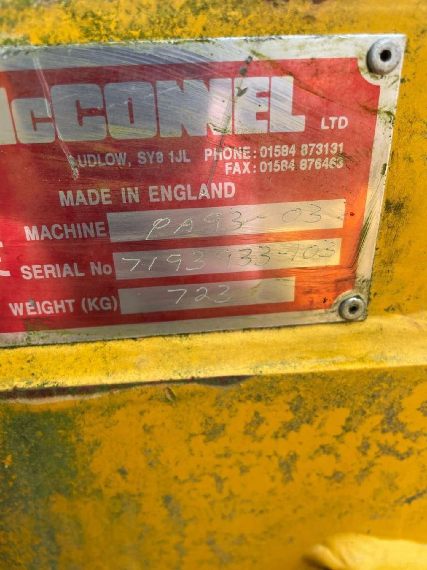 2003 McConnel PA93 hedgecutter 1.3m flail head, 3 point linkage mounted, spring break back. Serial N - Image 10 of 10