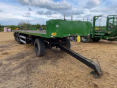 40ft bale trailer, wooden floor, air brakes, tri-axle on 385/65R22.5 wheels and tyres c/w Merrick Lo
