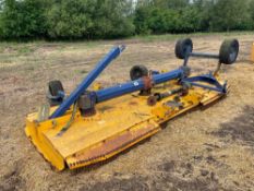 2005 Bomford rotary tri-blade topper, 4m, end tow. NB: one broken gearbox. Serial No: 22045