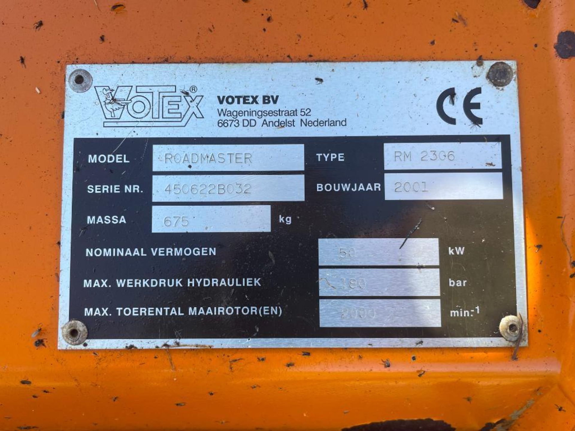 2001 Votex Roadmaster 2306 flail mower, reversible mount, hydraulic side-shift. Serial No: 450622B03 - Image 6 of 7