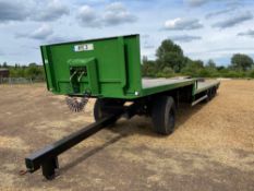 38ft swan neck bale trailer, wooden floor, air brakes, tri-axle on 265/70R19.5 wheels and tyres c/w