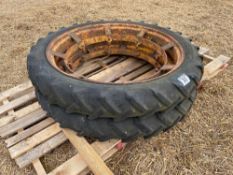 Pair Michelin 8.3-44 row crop wheels and tyres