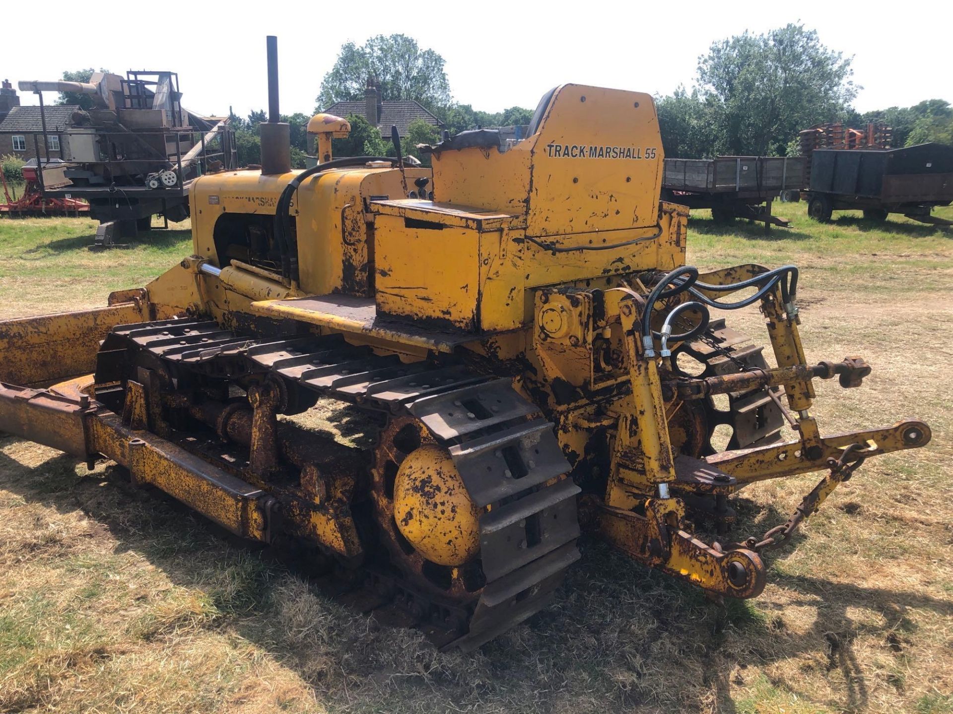 Track Marshall 55 metal tracked diesel crawler with rear linkage, drawbar, cab and front dozer blade - Image 3 of 22