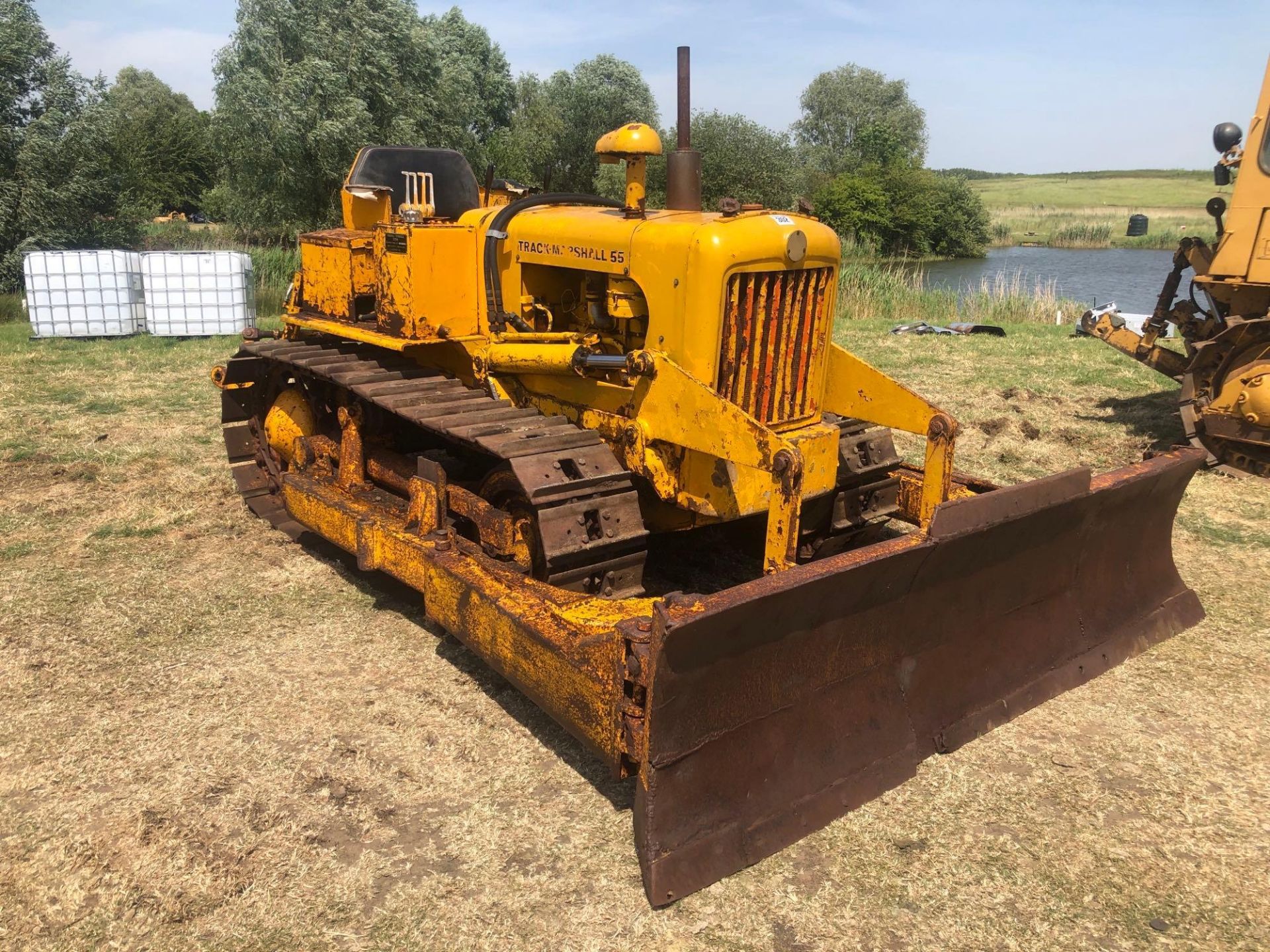 Track Marshall 55 metal tracked diesel crawler with rear linkage, drawbar, cab and front dozer blade - Image 2 of 22