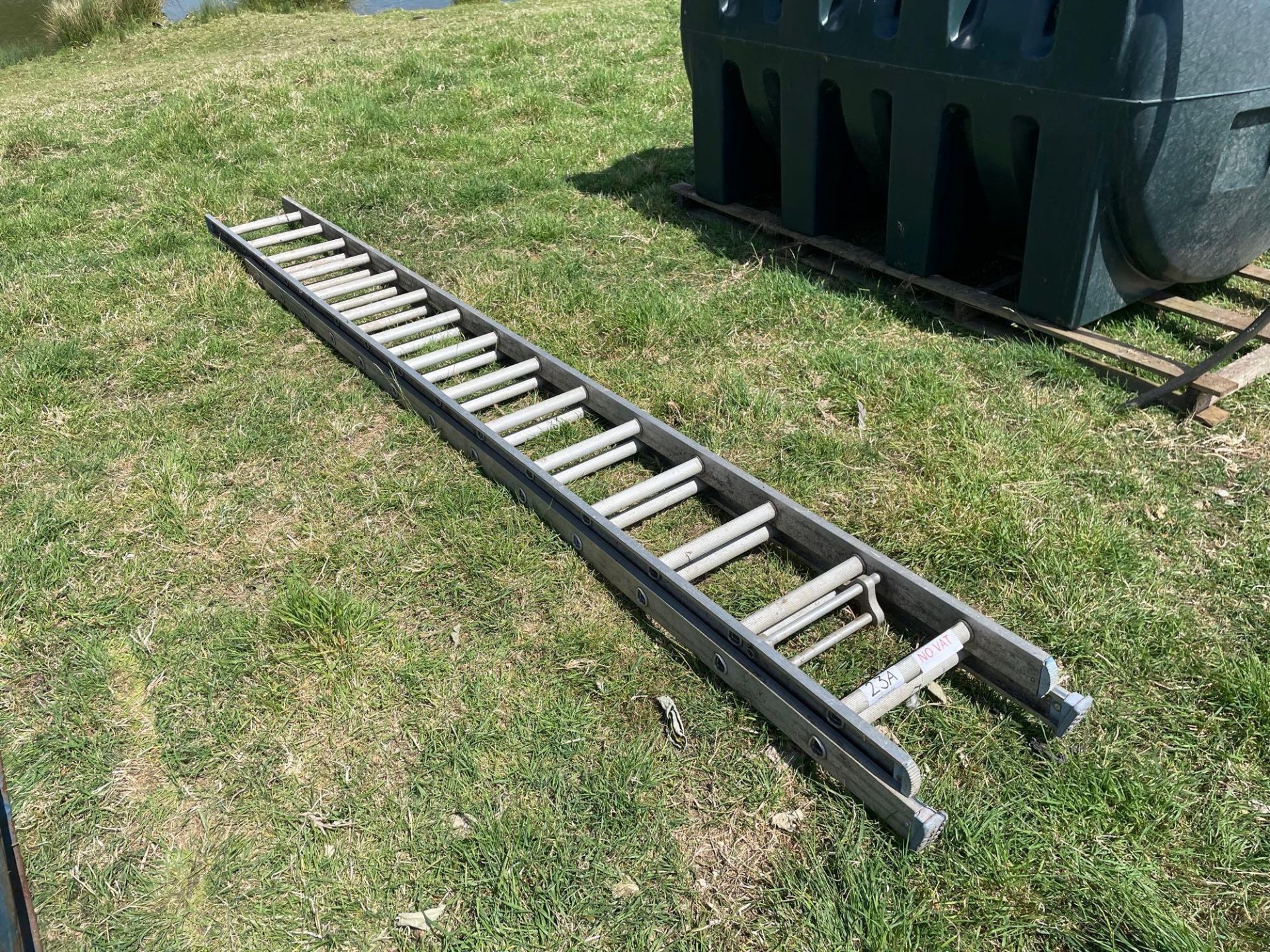 Galvanised extendable ladder. No VAT