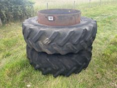Pair Stocks 18.4R38 dual wheels and tyres