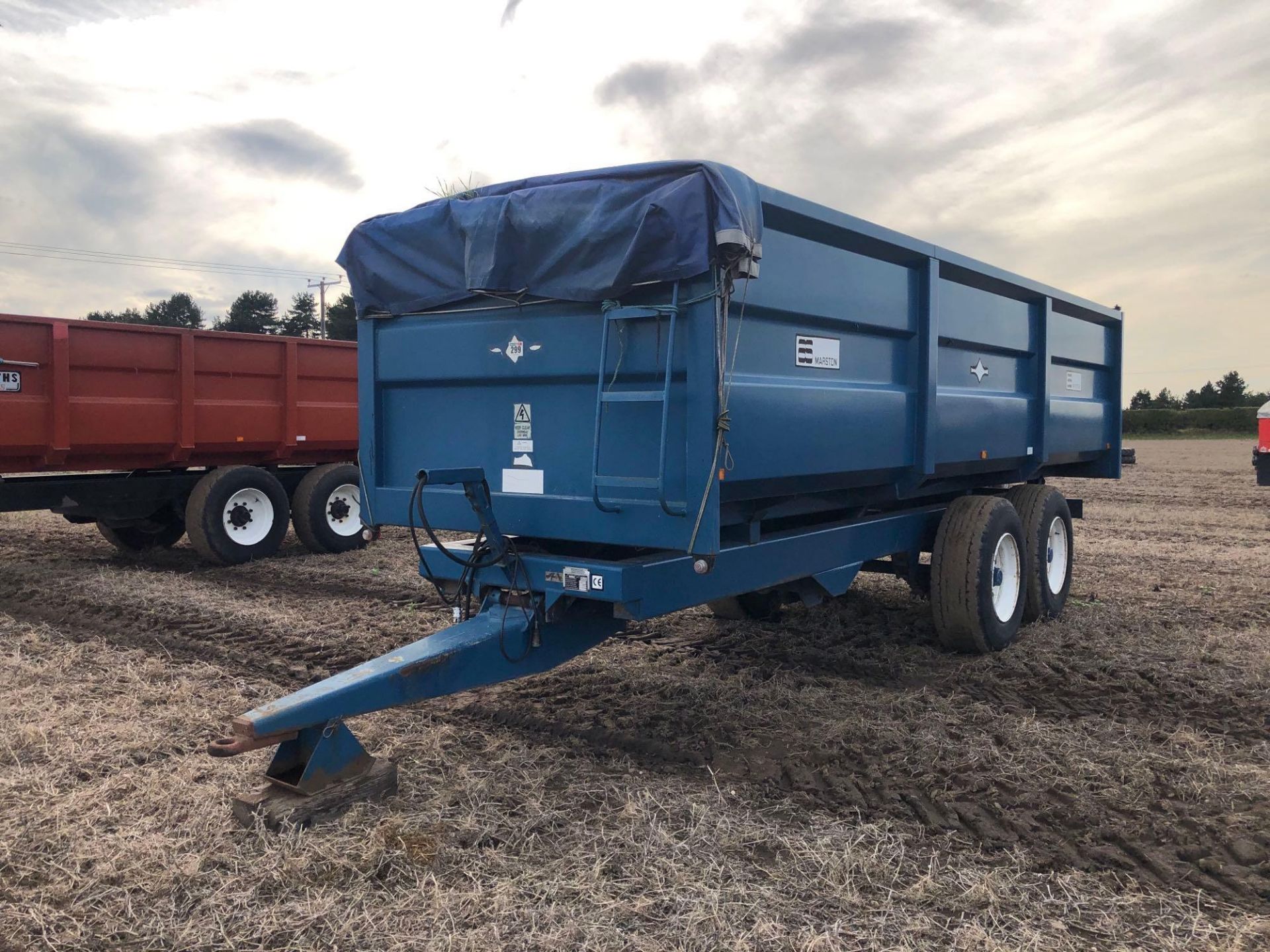 2000 AS Marston ACE 14t twin axle grain trailer with sprung drawbar, manual tailgate and grain chute