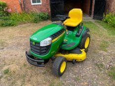 2013 John Deere X165 petrol ride on lawn-mower with 48" deck. Hours: 219. Serial No: IGXX165BGCC0313