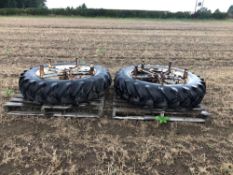 Pair Michelin 13.6-38 dual wheels and tyres