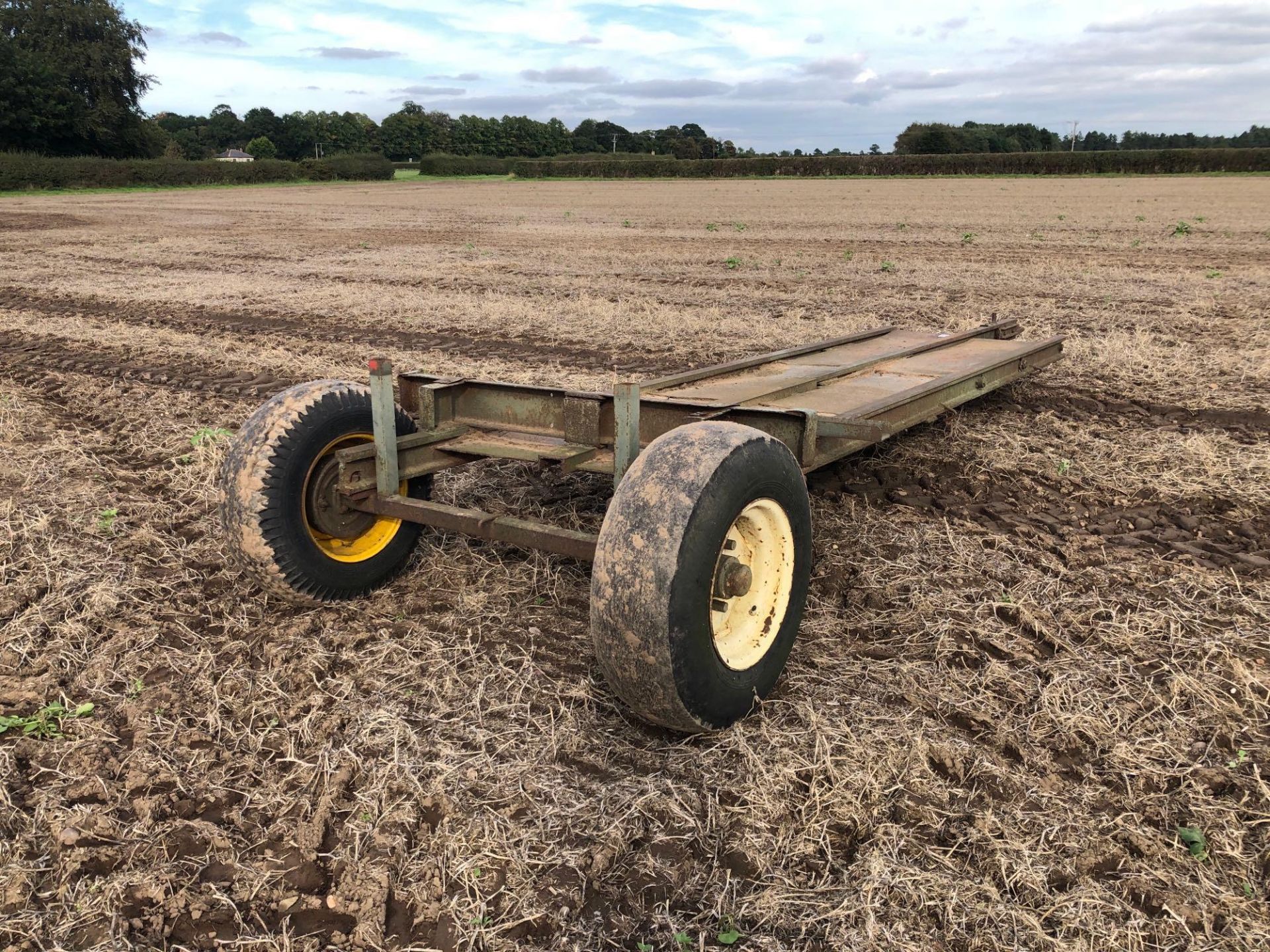 Flat bed 14ft transport trailer single axle with metal floor on 10.5/85-15 wheels and tyres - Image 2 of 2