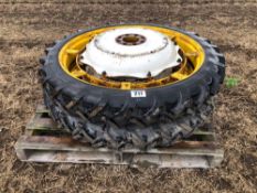 Pair Alliance 8.3R44 rear row crop wheels and tyres to suit Ford 5000