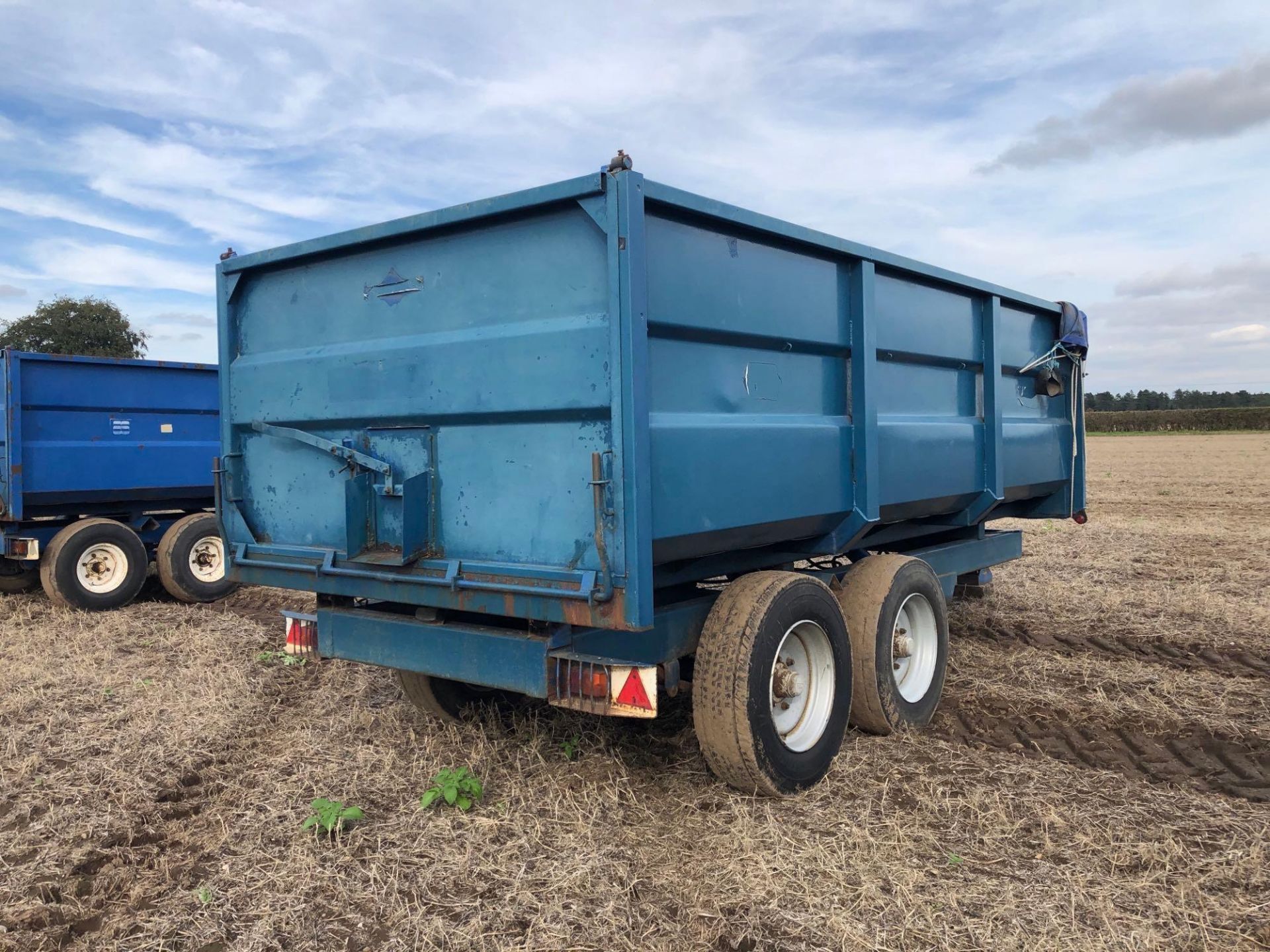 1987 AS Marston FF10L 10t twin axle grain trailer with manual tailgate, grain chute and sheet on 285 - Image 13 of 15