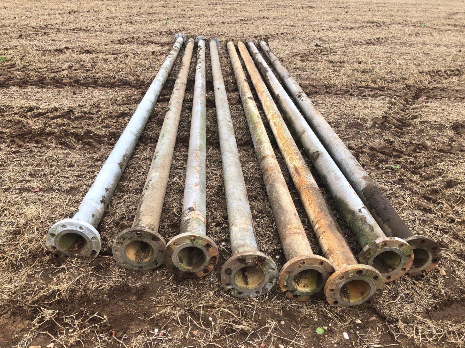 8No. Galvanised bore hole 7m irrigation pipes