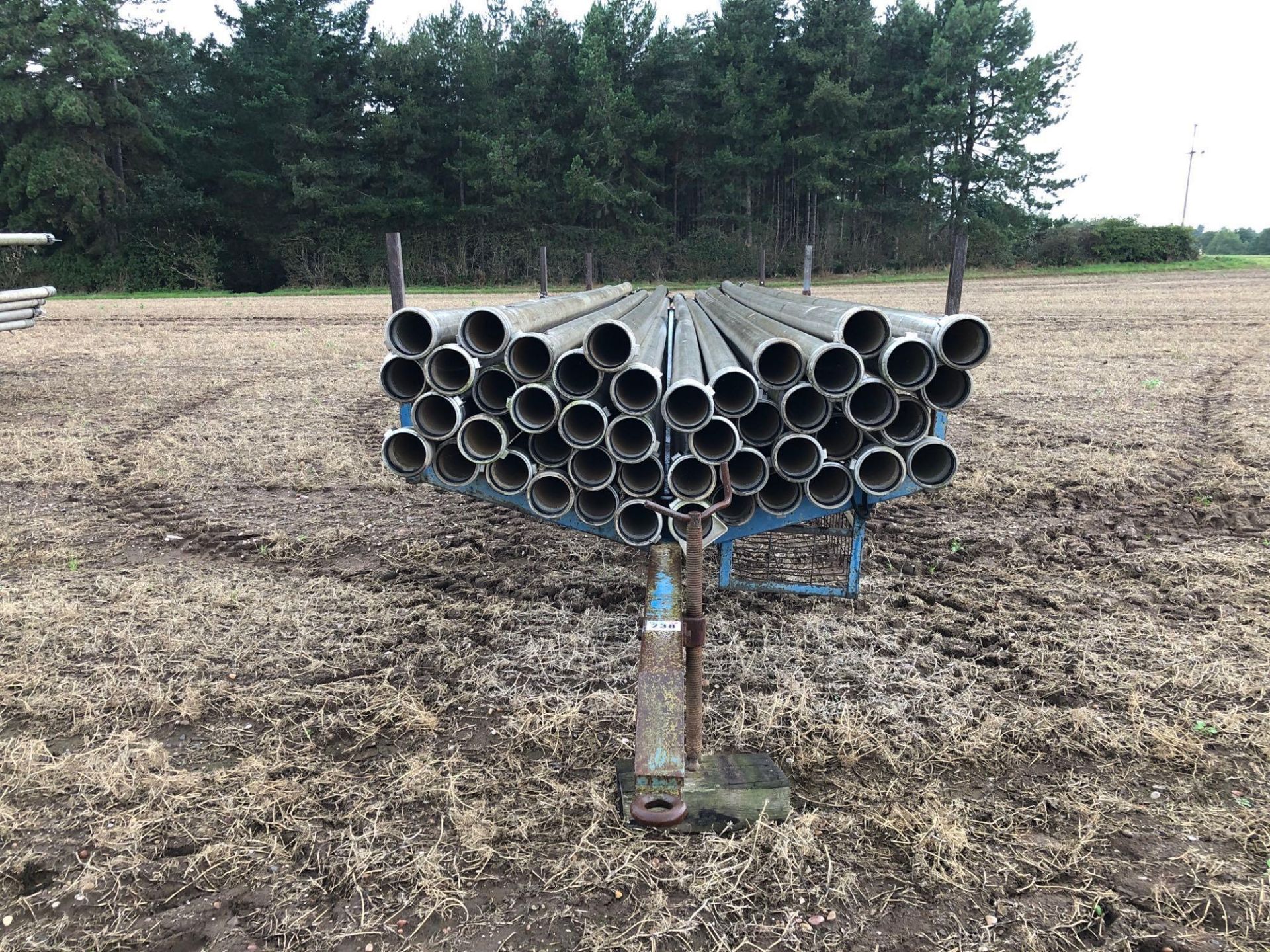 46No. Wright Rain 5" irrigation pipes 30ft with pipe trailer