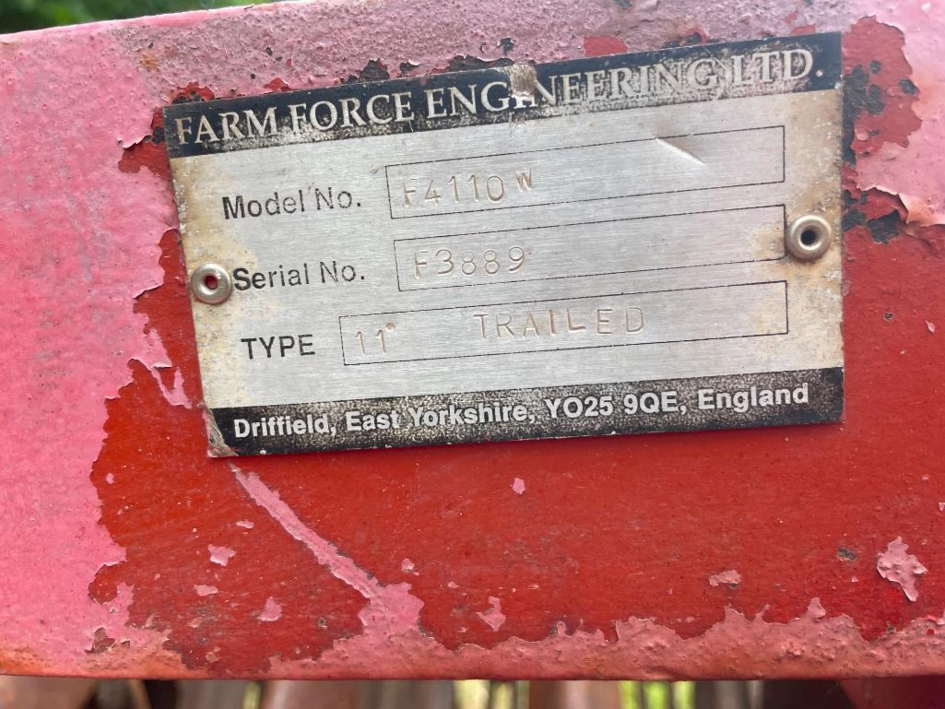 Farmforce 11ft trailed furrow press with end tow kit. Serial No: F3889 - Image 4 of 6