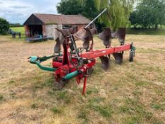 1994 Kverneland LD100 4f (3+1) reversible plough with skimmers, manual vari-width and hydraulic pres