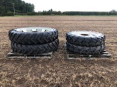 Set BKT Agrimax 340/85R48 rear and Kleber 11.2R36 front wheels and tyres