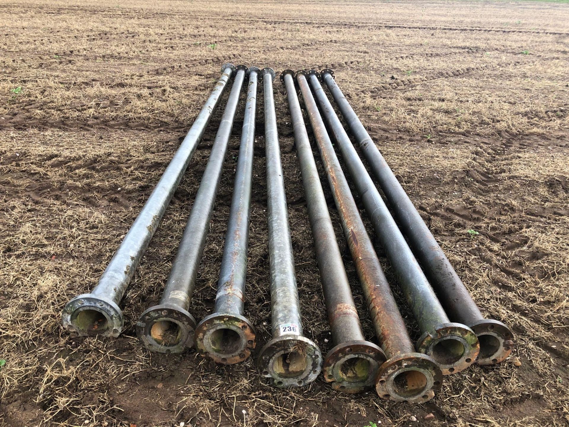 8No. Galvanised bore hole 7m irrigation pipes - Image 2 of 2