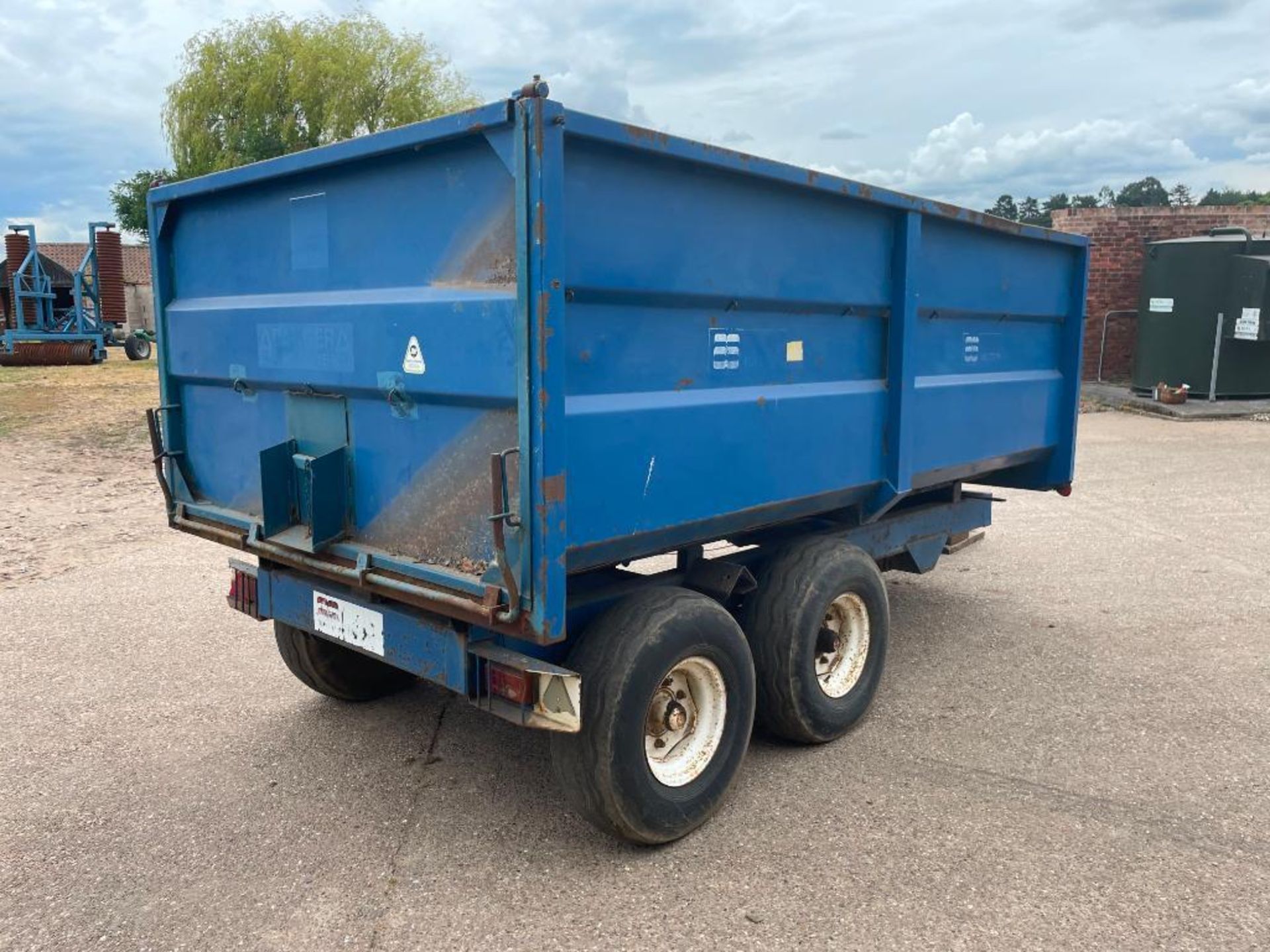 1986 AS Marston FF8L 8t twin axle grain trailer with manual tailgate and grain chute on 11.5/80-15.3 - Image 6 of 12