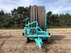 1984 Wright Rain SuperTouraine 110/370 twin axle irrigation reel with Big Gun rain gun. Serial No: J