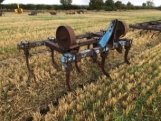 Ransomes Terratine cultivator with 9 fixed tines and depth wheels, linkage mounted