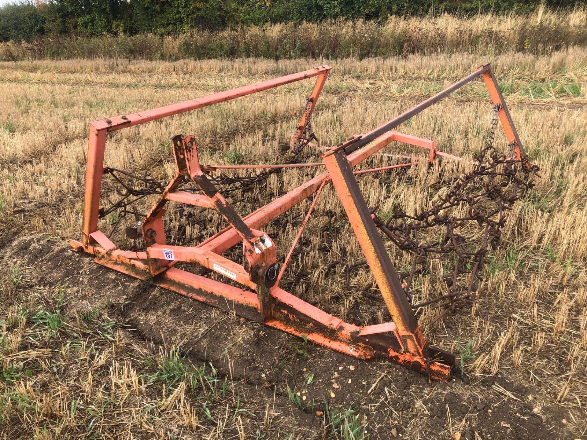 1998 Parmiter 4m manual folding chain harrow, linkage mounted. Serial No: FS136165 - Image 2 of 4