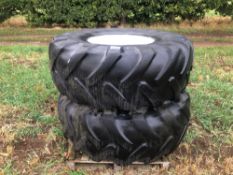 Pair Michelin 23.1R26 wheels and tyres with Massey Ferguson centres