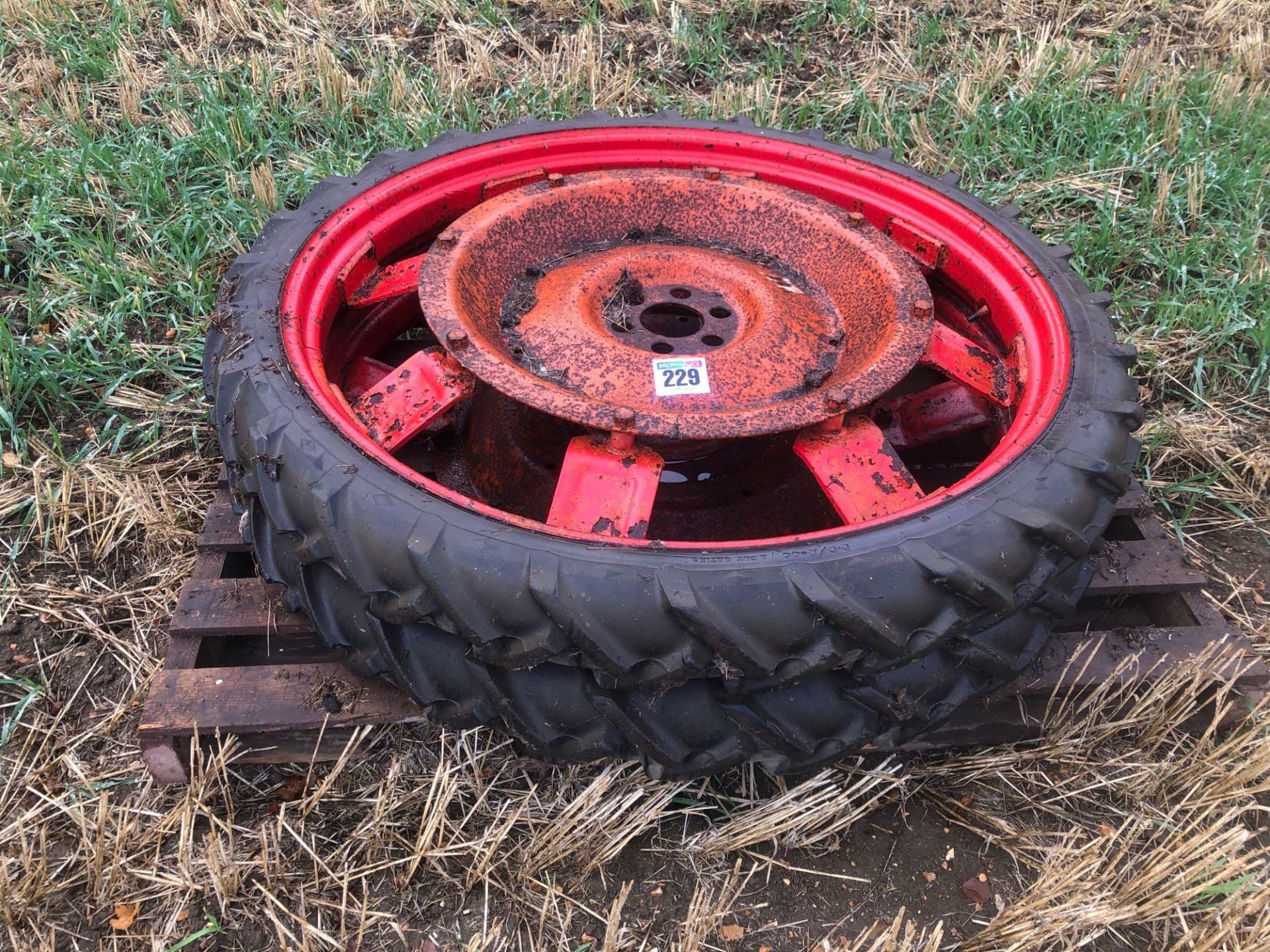 Pair Goodyear 6.2/6-44 row crop wheels and tyres