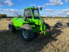 1995 Merlo P27.7 EVS Panoramic materials handler with pallet tines and PUH on 405/70-24 wheels and t