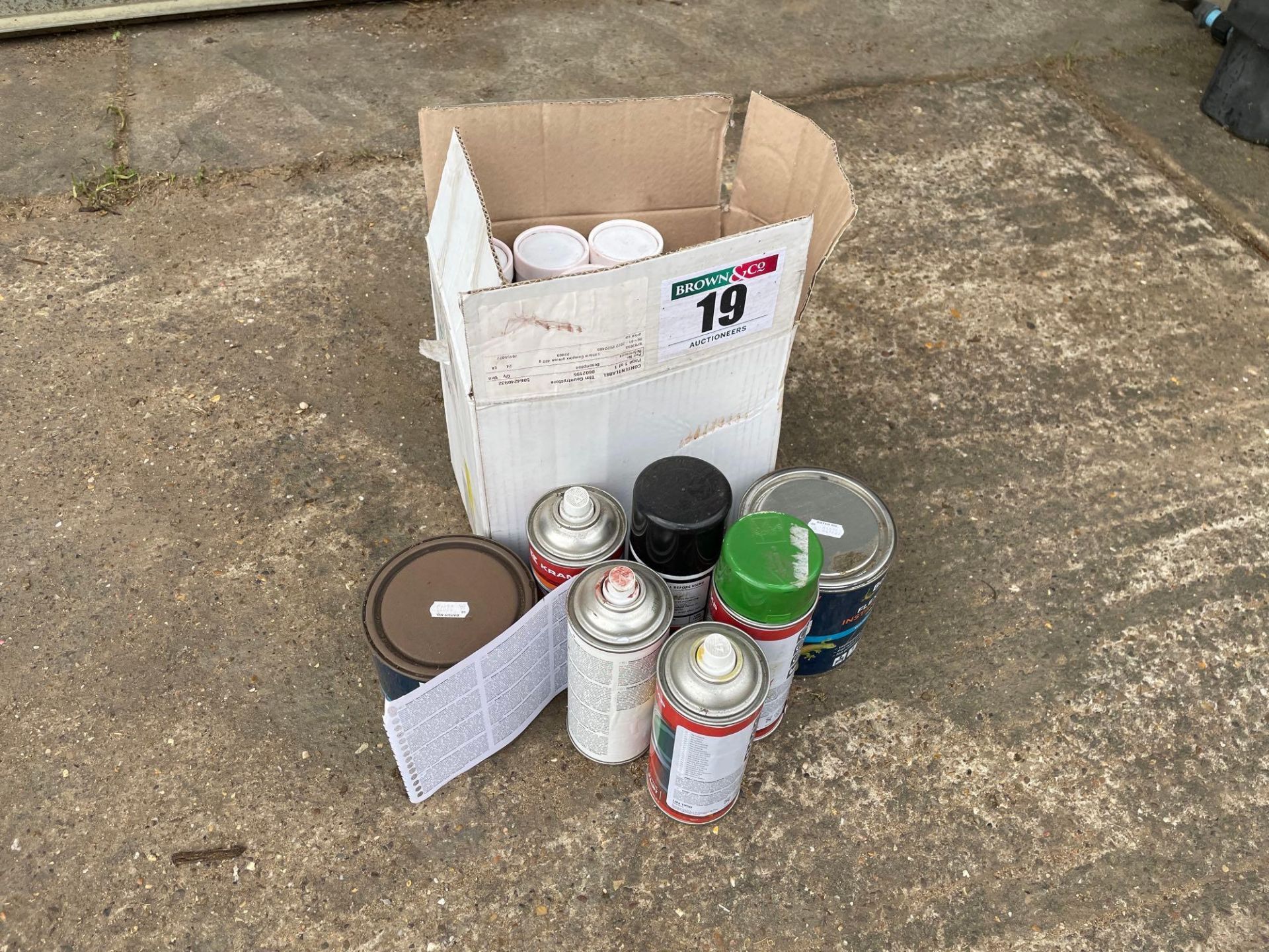 Quantity paint cans and grease