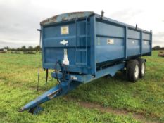 1999 AS Marston ACE 14t twin axle grain trailer, sprung drawbar, roll over sheet, manual tailgate an